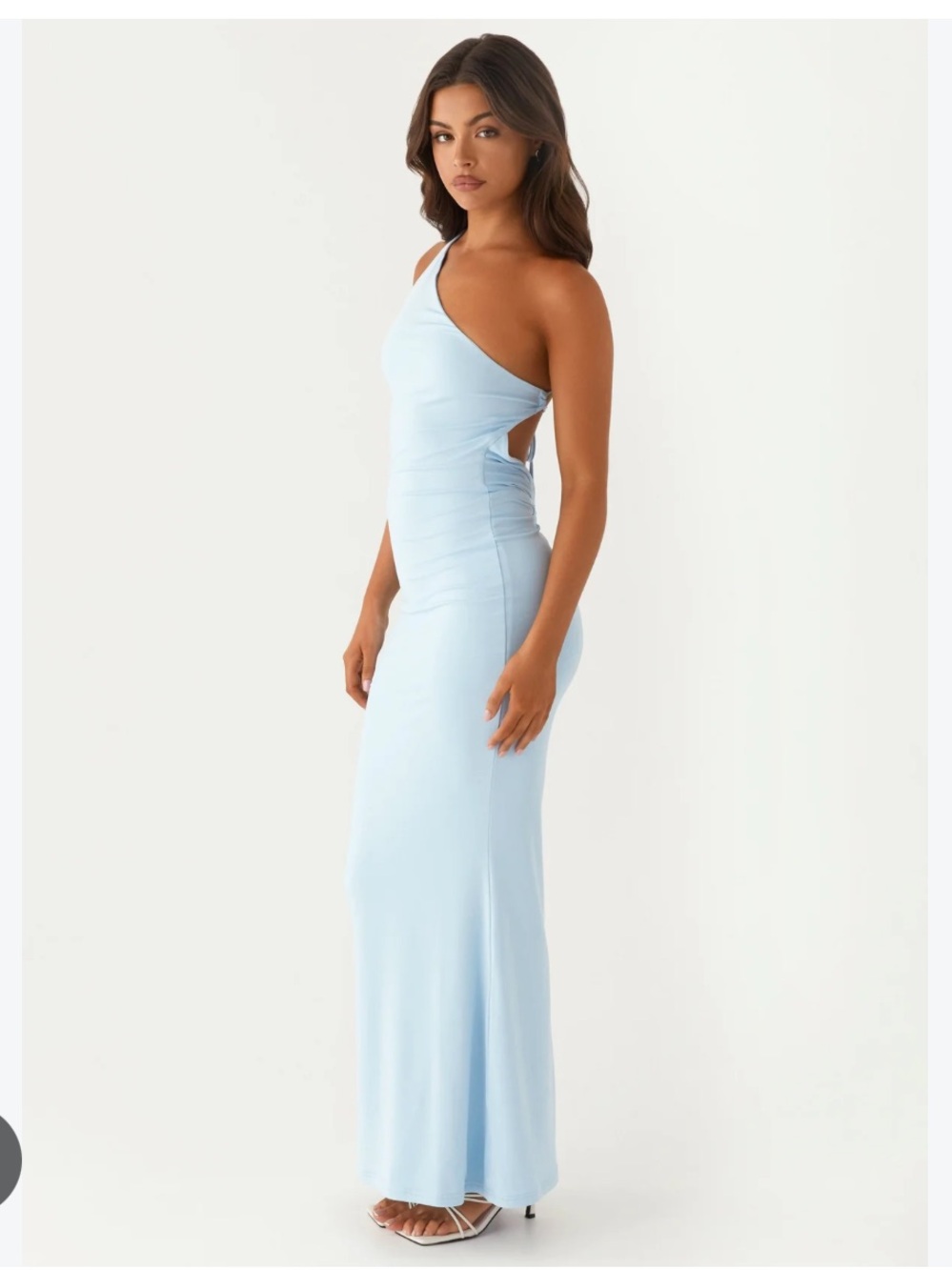 Brand New Pepper Mayo One-Shoulder Light Blue Maxi Dress